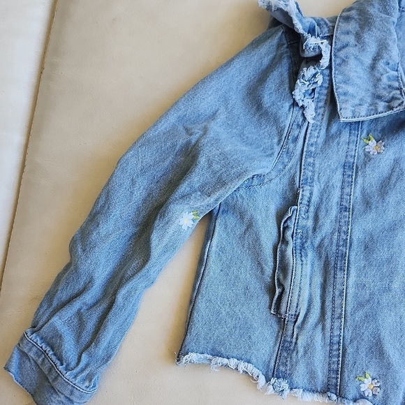 cupcakes & cashmere Light Blue Jean Jacket with Floral Accents - Picture 4 of 6